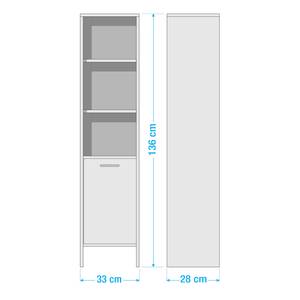 Midischrank Quickset 305 Weiß / Eiche Dekor - 33 x 136 cm