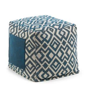 Pouf Boho I Webstoff - Blaugrau