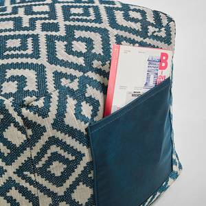 Pouf Boho I Webstoff - Blaugrau