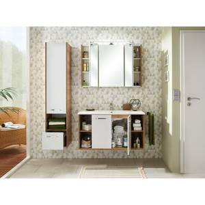 Armoire colonne murale Quickset 362 Blanc brillant / Imitation chêne de Riviera