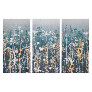 Impression d’art Swansea (lot de 3) Bleu - En partie en bois massif - 90 x 60 x 3 cm