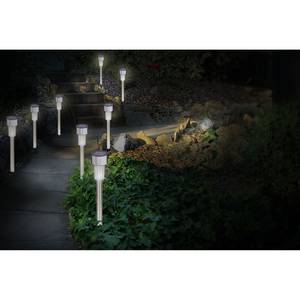 LED-solargrondpen Genua (10-delige set) Roestvrij staal - zilverkleurig - Set van 8