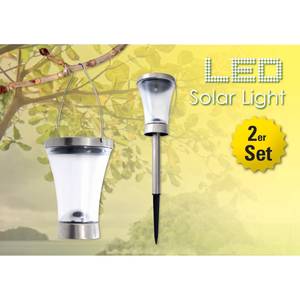 LED-Solarleuchte Madagaskar (2er Set) Kunststoff - Silber
