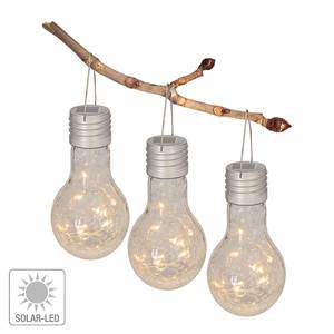 LED-Solar Pendel Venedig (3er Set) Glas / Edelstahl - Transparent / Silber