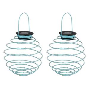 LED-solarhanglamp Rimini (2-delige set) Roestvrij staal - Blauw