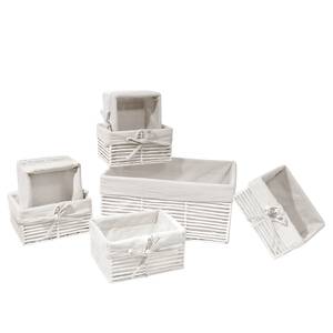 Regalkorbset Weeze (7-teilig) Papier / Webstoff - Weiß