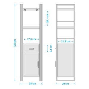 Hochschrank MANCHESTER 1 Tür Akazie massiv / Metall - Akazie / Anthrazit