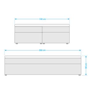 Gestoffeerd bed Asmara 140 x 200 cm - zonder hoofdeinde - Grijs - 140 x 200cm - Zonder hoofdeinde