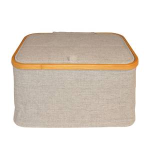 Boîte de rangement en tissu Calen Tissus / Rotin - Beige / Rotin - Hauteur : 22 cm