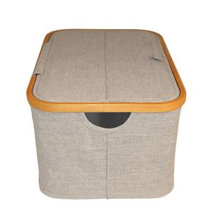 Boîte de rangement en tissu Calen Tissus / Rotin - Beige / Rotin - Hauteur : 22 cm