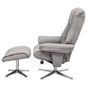 Relaxfauteuil Carreto met hocker Vlakweefsel - lichtgrijs/zilverkleurig