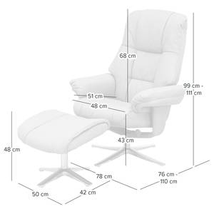 Relaxfauteuil Carreto met hocker Vlakweefsel - lichtgrijs/zilverkleurig