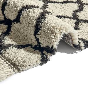 Hoogpolig vloerkleed Pearl kunstvezels - honingkleurig/wit - Crèmekleurig/zwart - 160 x 230 cm