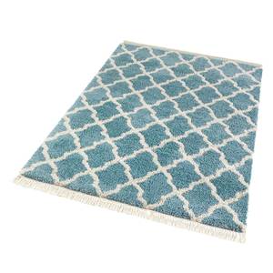 Hoogpolig vloerkleed Pearl kunstvezels - honingkleurig/wit - Lichtblauw - 160 x 230 cm