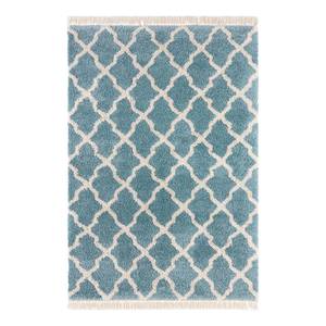Hoogpolig vloerkleed Pearl kunstvezels - honingkleurig/wit - Lichtblauw - 200 x 290 cm