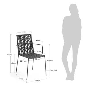 Tuinstoelen Bettie (set van 4) kunstvezels/staal - donkergrijs - Grijs