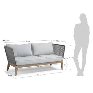 Gartensofa Relax (3-Sitzer) Akazie massiv / Mischgewebe - Grau