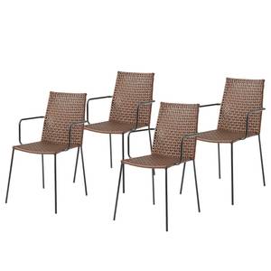 Chaises de jardin Blast (lot de 4) Acier /Imitation cuir - Marron