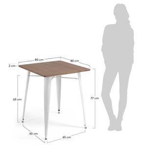 Table Malira Bambou massif / Metall - Bambou / Blanc - Largeur : 80 cm - Blanc