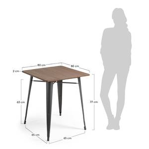 Eettafel Malira massief bamboehout/metaal - bamboehout/zwart - Breedte: 80 cm - Grijs