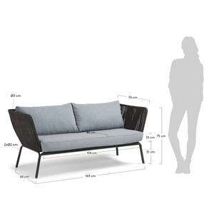 Gartensofa Bernon-(3-Sitzer) Stahl / Mischgewebe - Anthrazit / Grau