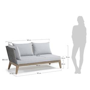Gartensofa Relax-(2-Sitzer) Akazie massiv / Mischgewebe - Grau