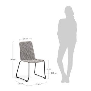 Eetkamerstoelen Brianne (set van 4) kunstvezels/staal - gemêleerd taupe/zwart - Grijs