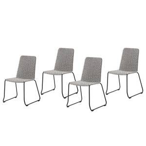 Eetkamerstoelen Brianne (set van 4) kunstvezels/staal - gemêleerd taupe/zwart - Grijs