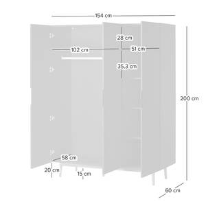 Armoire à portes battantes LINDHOLM Gris - Largeur : 154 cm