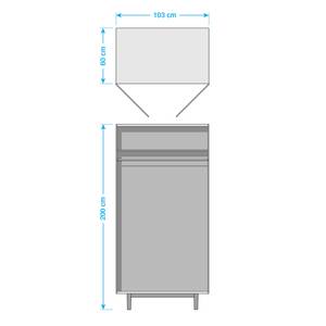 Armadio Lindholm con ante battenti Grigio / Rovere rosso - Larghezza: 103 cm