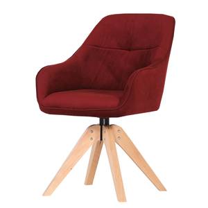 Chaise à accoudoirs Holeby I Tissu / Hêtre massif - Rouge