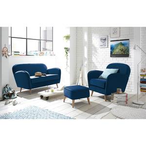 Pouf repose-pieds Vallegrande Velours - Bleu marine