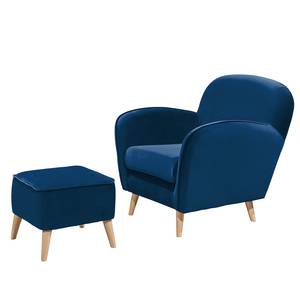 Gestoffeerde hocker Vallegrande fluweel - Marineblauw