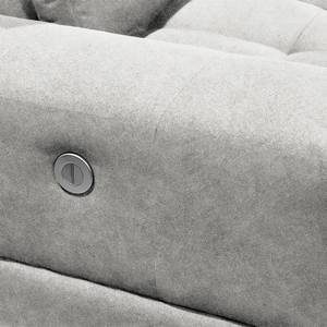 Canapé d'angle Yopal II Tissu - Gris clair - Méridienne longue à droite (vue de face) - Avec réglage de la profondeur d'assise