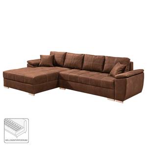 Ecksofa Jimo Antiklederlook - Vintage Cognac - Longchair davorstehend links