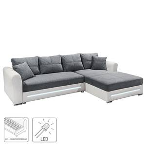 Ecksofa Dubbo Webstoff/Kunstleder - Longchair davorstehend rechts