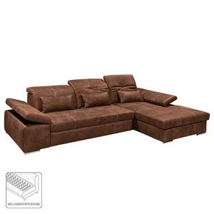 Ecksofa Rafaela Antiklederlook - Vintage Cognac - Longchair davorstehend rechts