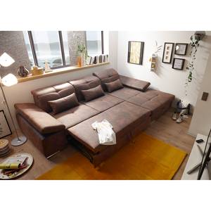 Ecksofa Rafaela Antiklederlook - Vintage Cognac - Longchair davorstehend rechts