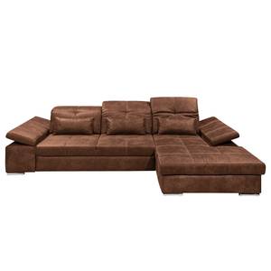 Ecksofa Rafaela Antiklederlook - Vintage Cognac - Longchair davorstehend rechts