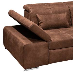 Ecksofa Rafaela Antiklederlook - Vintage Cognac - Longchair davorstehend rechts