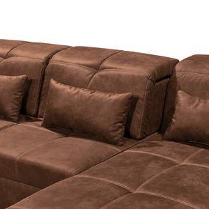 Ecksofa Rafaela Antiklederlook - Vintage Cognac - Longchair davorstehend rechts