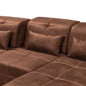 Ecksofa Rafaela Antiklederlook - Vintage Cognac - Longchair davorstehend rechts