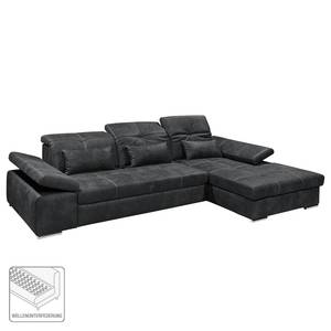 Ecksofa Rafaela Antiklederlook - Anthrazit - Longchair davorstehend rechts