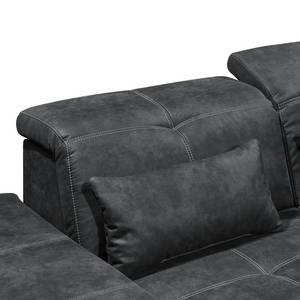 Ecksofa Rafaela Antiklederlook - Anthrazit - Longchair davorstehend rechts