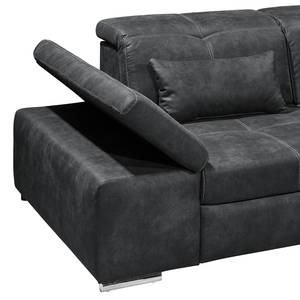 Ecksofa Rafaela Antiklederlook - Anthrazit - Longchair davorstehend rechts