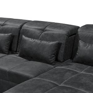 Ecksofa Rafaela Antiklederlook - Anthrazit - Longchair davorstehend rechts