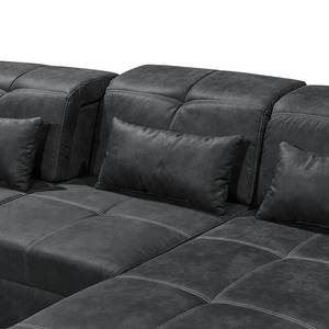 Ecksofa Rafaela Antiklederlook - Anthrazit - Longchair davorstehend rechts