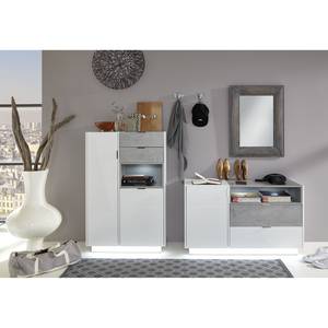 Highboard Atlanta Hoogglans wit/platinakleurig