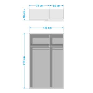 Zweefdeurkast Budget Sonoma eikenhouten look - 125 cm - 1 spiegel - Sonoma eikenhouten look - 125 x 48 cm - 1 spiegeldeur