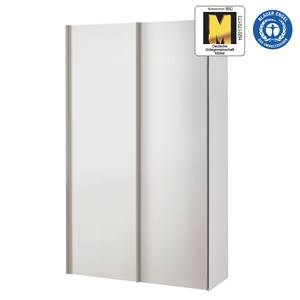 Schwebetürenschrank Budget Polarweiß - 125 cm - Polarweiß - 125 x 48 cm - Ohne Spiegeltür/-en